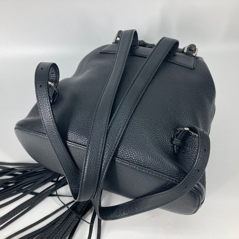 GUCCI 370833 バンブー バックパック フリンジ タッセル カバン リュックサック レザー レディース ブラック