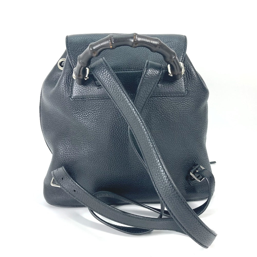 GUCCI 370833 バンブー バックパック フリンジ タッセル カバン リュックサック レザー レディース ブラック