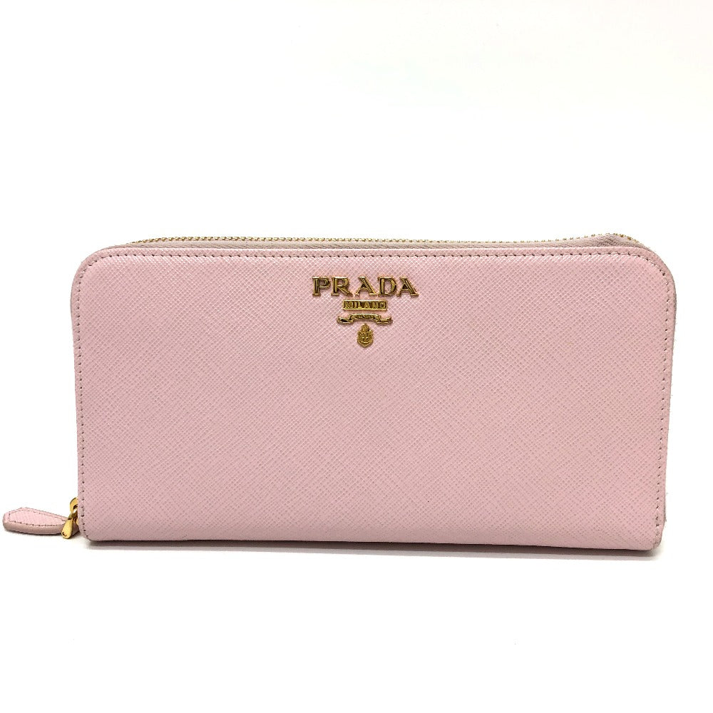 PRADA 1ML506 ロゴ ジッピーウォレット ラウンドファスナー 長財布 サフィアーノレザ－ レディース ピンク