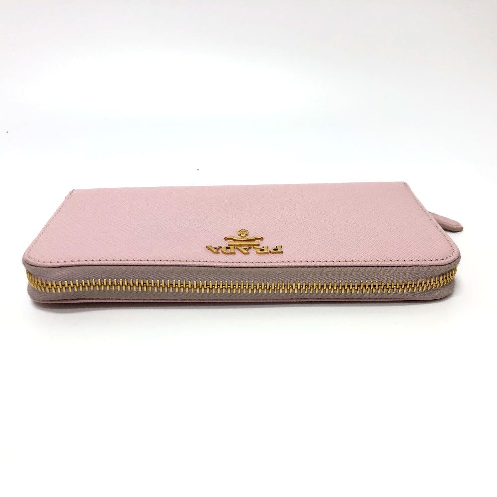 PRADA 1ML506 ロゴ ジッピーウォレット ラウンドファスナー 長財布 サフィアーノレザ－ レディース ピンク