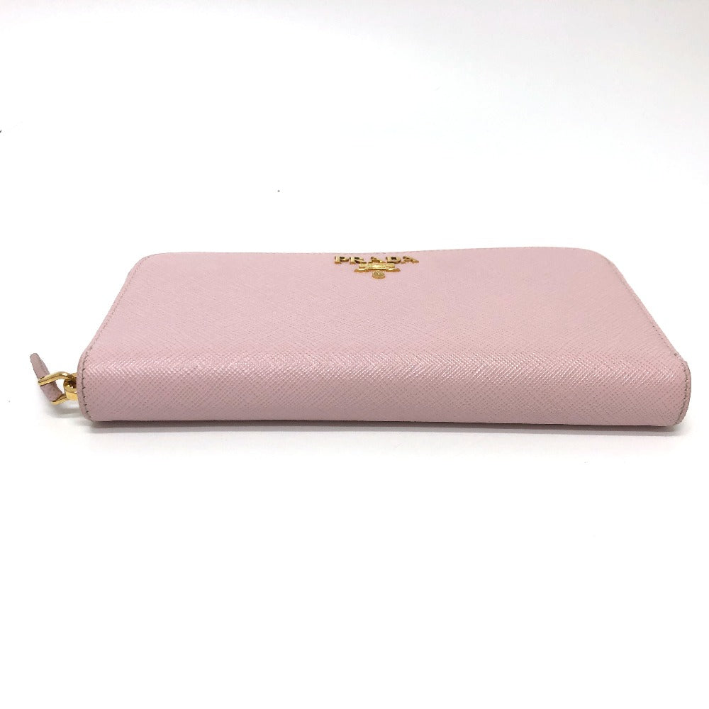 PRADA 1ML506 ロゴ ジッピーウォレット ラウンドファスナー 長財布 サフィアーノレザ－ レディース ピンク
