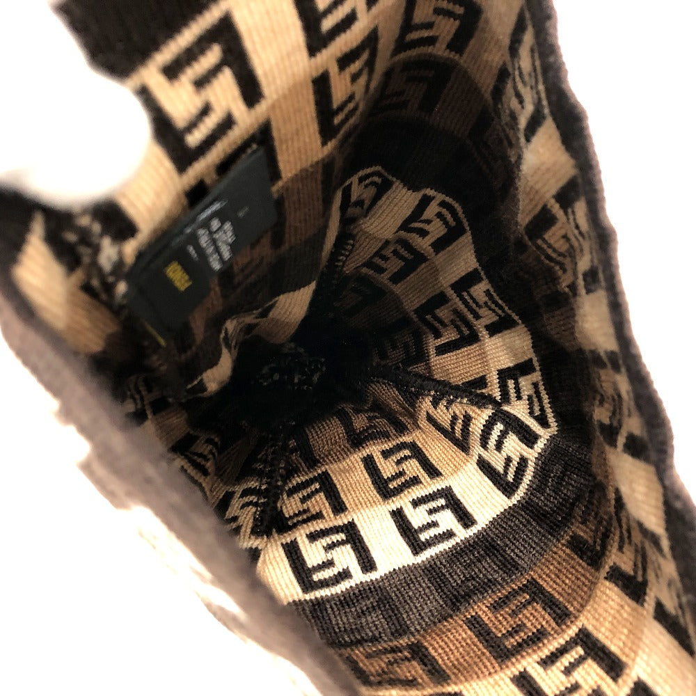 FENDI ズッキーノ ズッカ 帽子 ニット帽 ウール レディース ブラウン