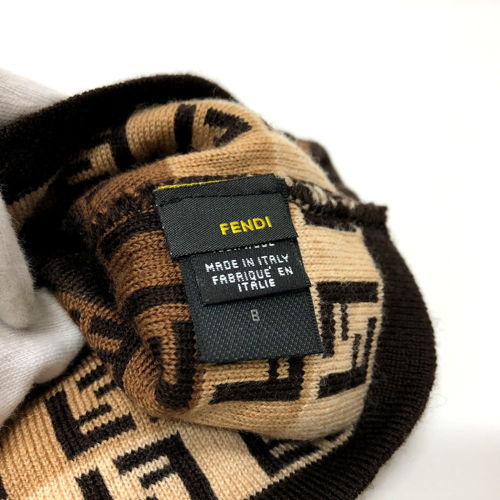 FENDI ズッキーノ ズッカ 帽子 ニット帽 ウール レディース ブラウン