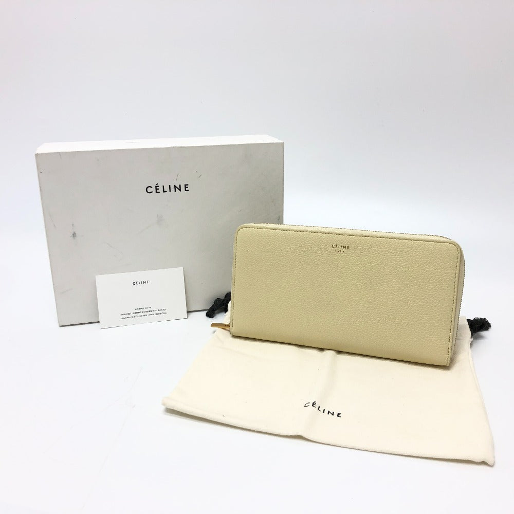 CELINE ロングウォレット ラウンドファスナー 長財布 レザー レディース ベージュ系