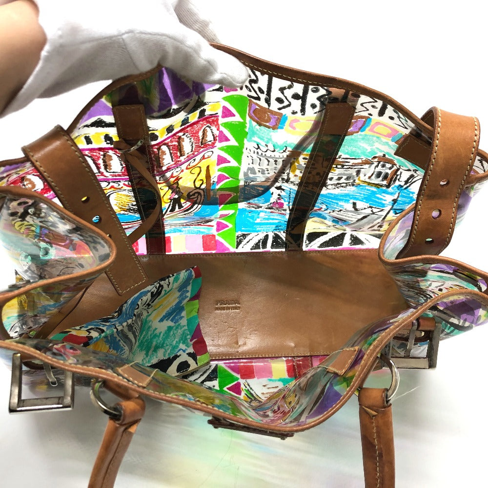 PRADA BR2515 ベネチアプリント トートバッグ ビニール/レザー レディース マルチカラー