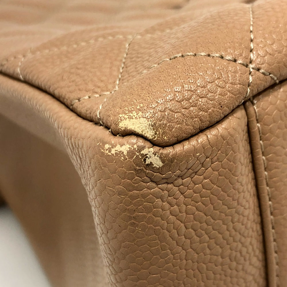 CHANEL トートバッグ デカココ CC ココマーク マトラッセ Wチェーン バッグ カバン ショルダーバッグ キャビアスキン レディース ベージュ