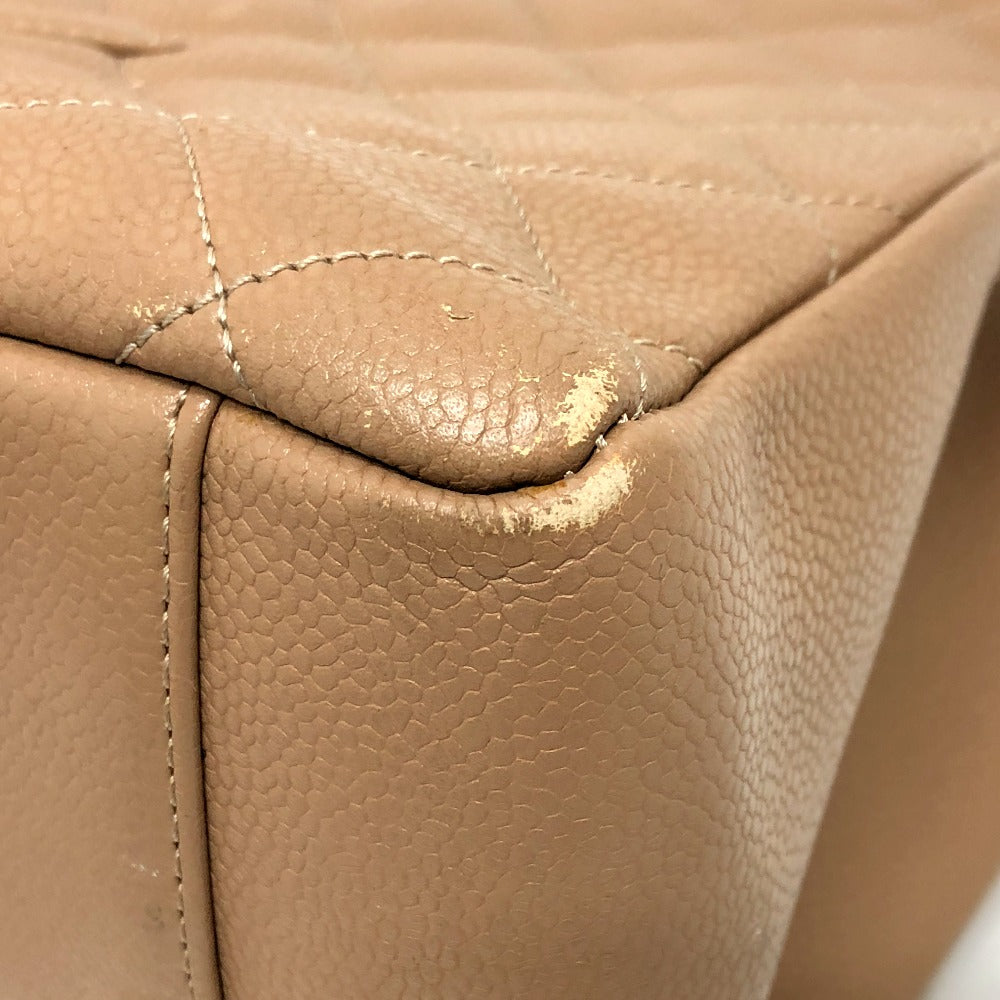 CHANEL トートバッグ デカココ CC ココマーク マトラッセ Wチェーン バッグ カバン ショルダーバッグ キャビアスキン レディース ベージュ