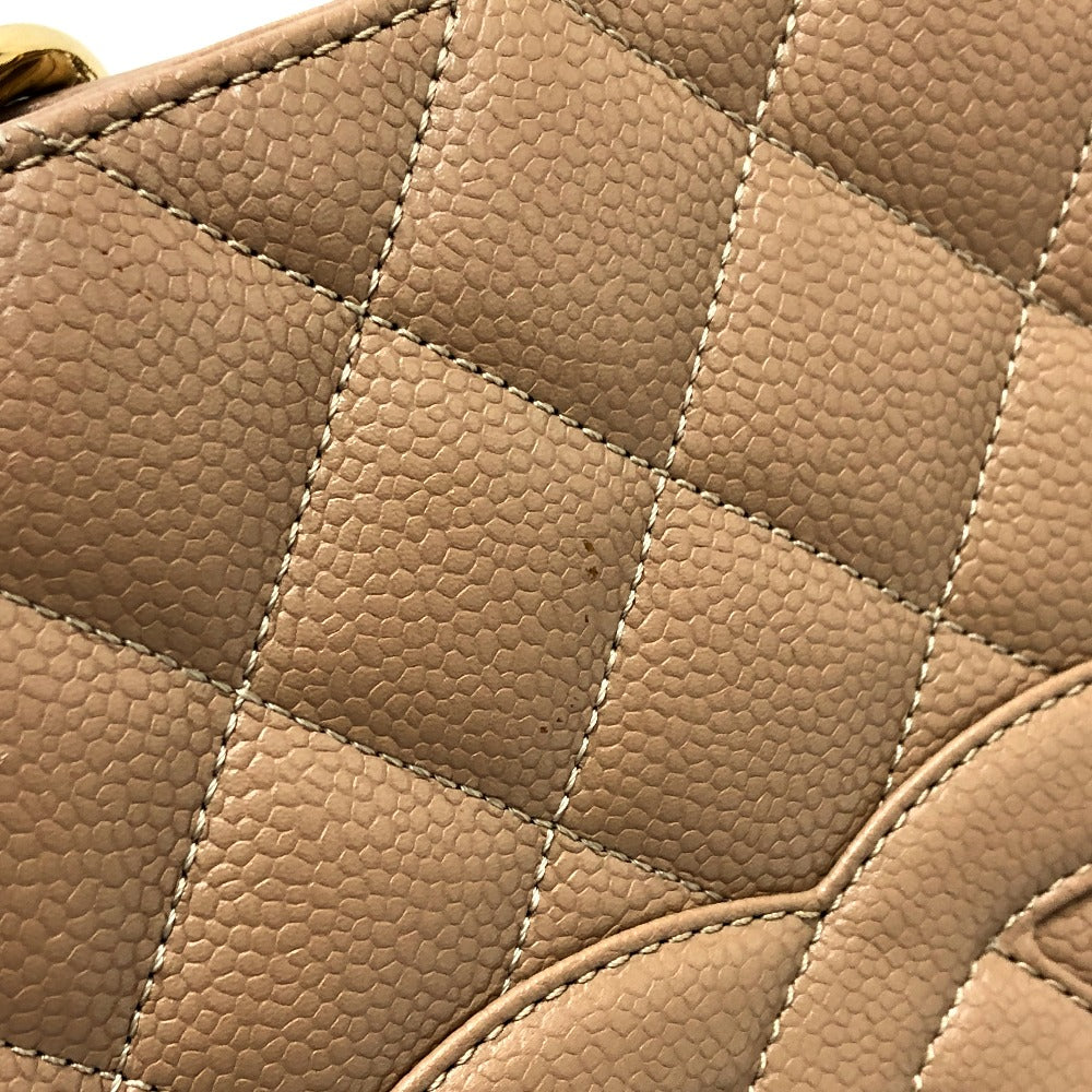 CHANEL トートバッグ デカココ CC ココマーク マトラッセ Wチェーン バッグ カバン ショルダーバッグ キャビアスキン レディース ベージュ
