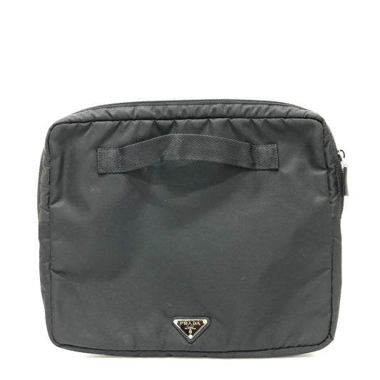 PRADA ハンドバッグ PCケース トライアングルロゴ PCケース クラッチバッグ ナイロン ユニセックス ブラック
