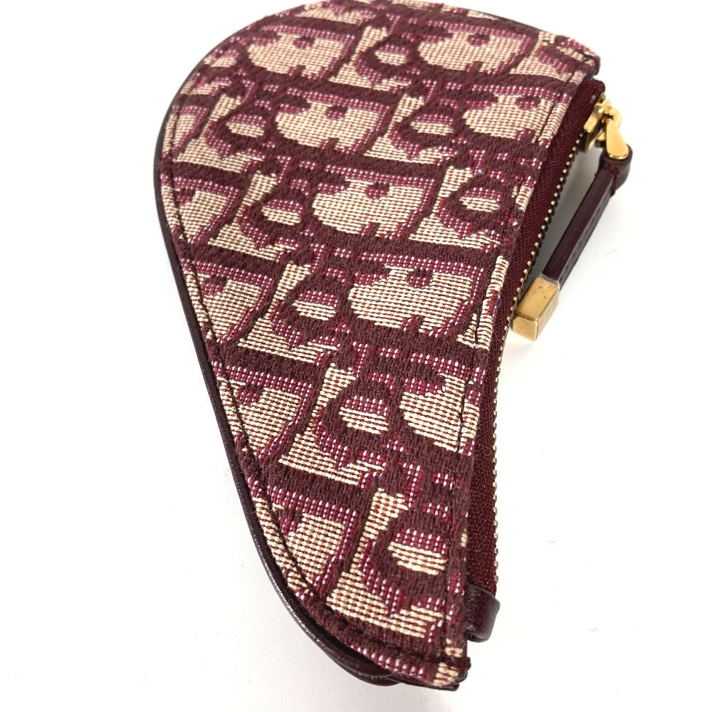 Dior オブリーク サドル 財布 小銭入れ コインケース キャンバス/レザー レディース ワインレッド