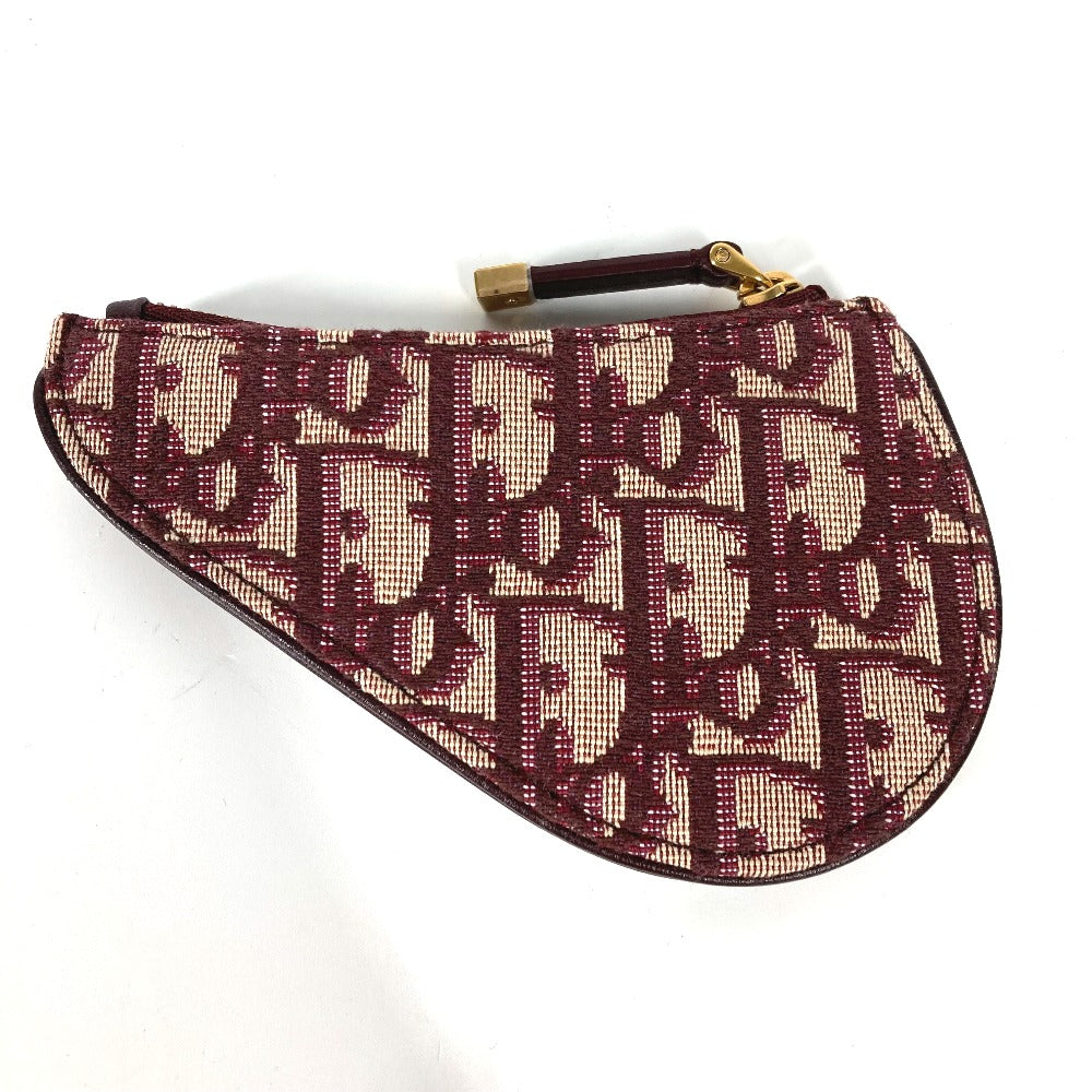 Dior オブリーク サドル 財布 小銭入れ コインケース キャンバス/レザー レディース ワインレッド