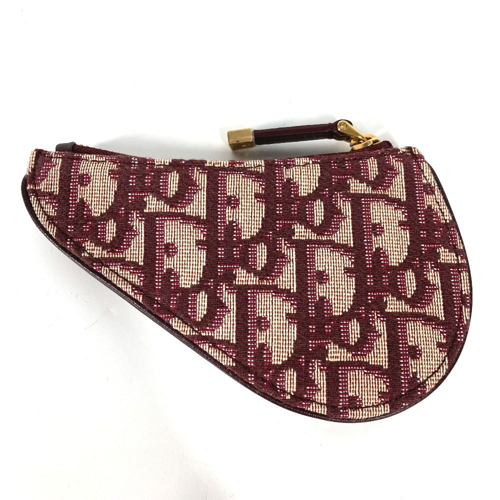 Dior オブリーク サドル 財布 小銭入れ コインケース キャンバス/レザー レディース ワインレッド