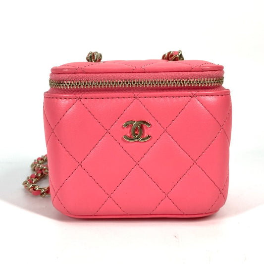 CHANEL AP1340 タイムレスクラシック ライン スモール バニティバッグ チェーン ミラー付き ミニ 斜め掛け ショルダーバッグ ラムスキン レディース ピンク