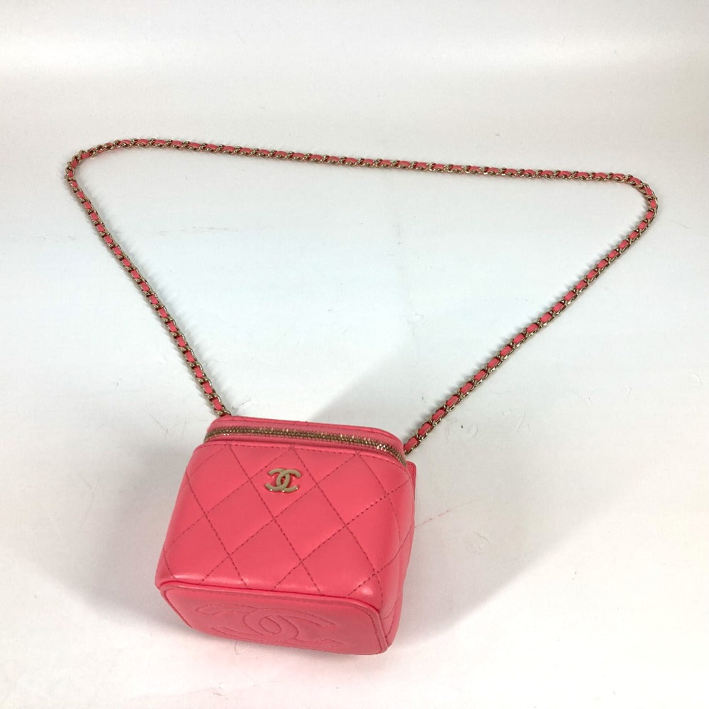 CHANEL AP1340 タイムレスクラシック ライン スモール バニティバッグ チェーン ミラー付き ミニ 斜め掛け ショルダーバッグ ラムスキン レディース ピンク