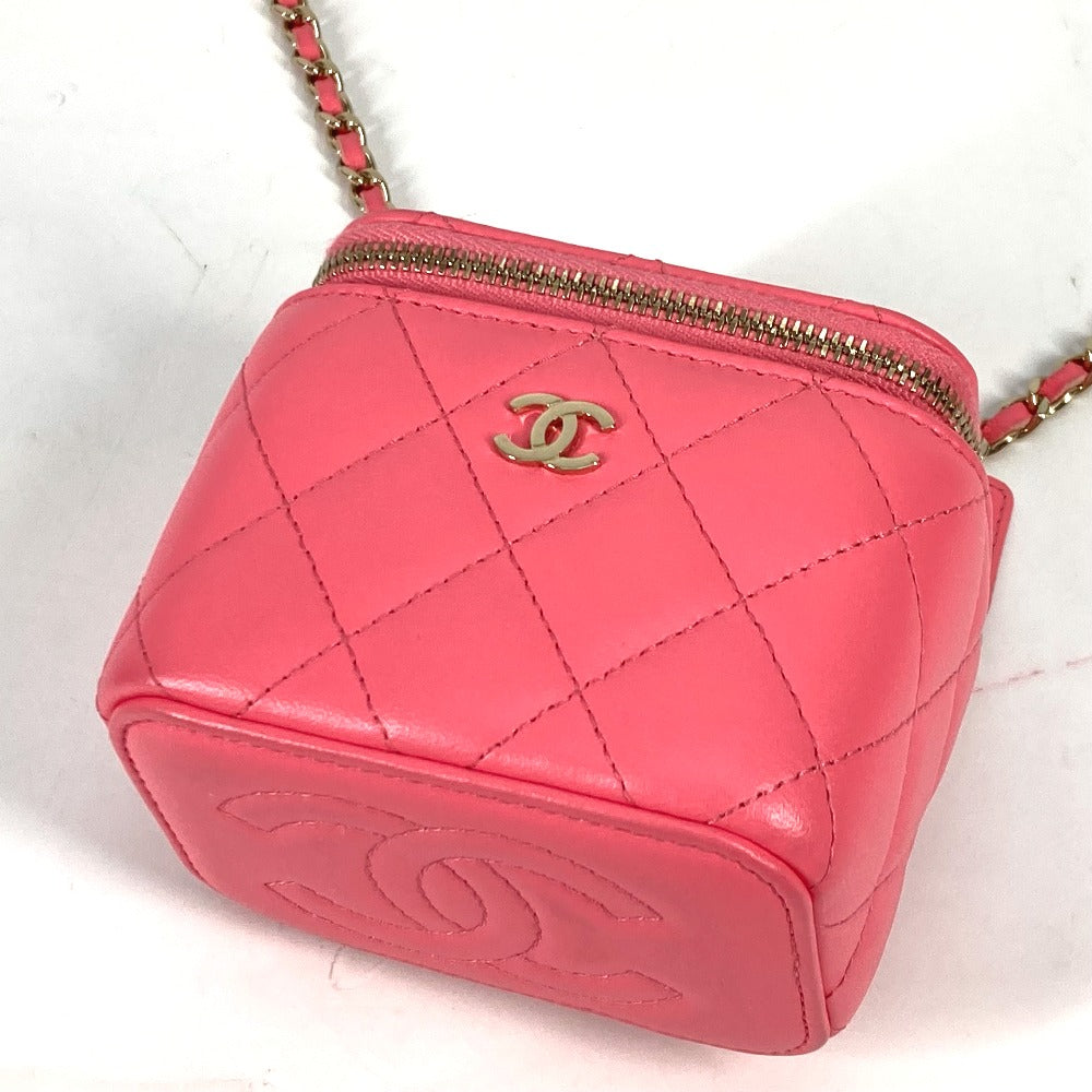 CHANEL AP1340 タイムレスクラシック ライン スモール バニティバッグ チェーン ミラー付き ミニ 斜め掛け ショルダーバッグ ラムスキン レディース ピンク