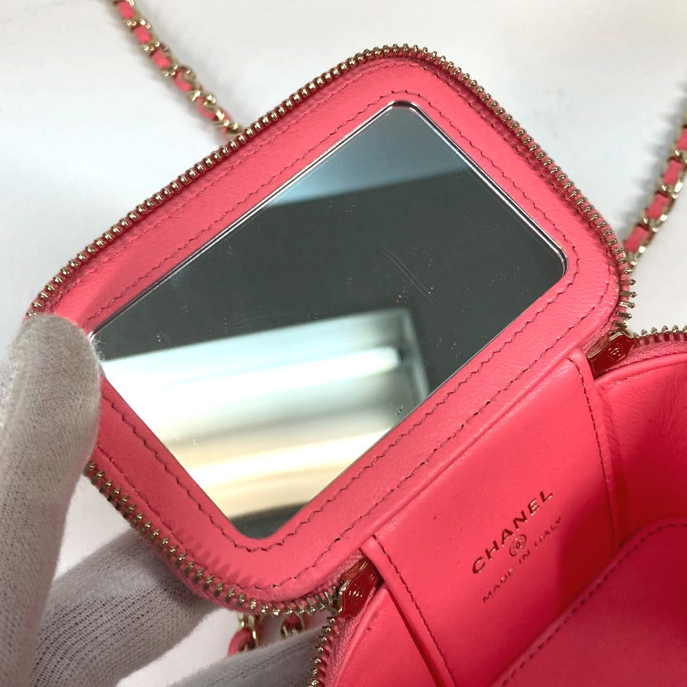 CHANEL AP1340 タイムレスクラシック ライン スモール バニティバッグ チェーン ミラー付き ミニ 斜め掛け ショルダーバッグ ラムスキン レディース ピンク
