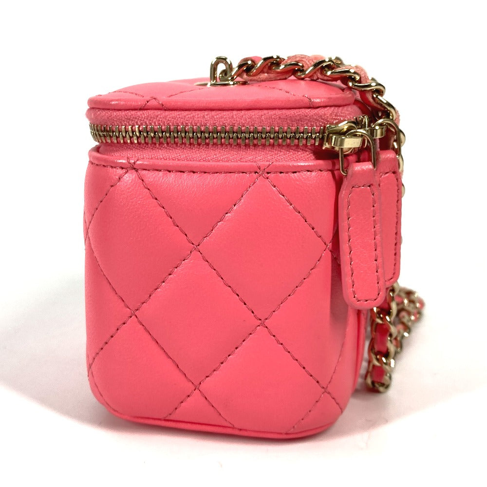 CHANEL AP1340 タイムレスクラシック ライン スモール バニティバッグ チェーン ミラー付き ミニ 斜め掛け ショルダーバッグ ラムスキン レディース ピンク