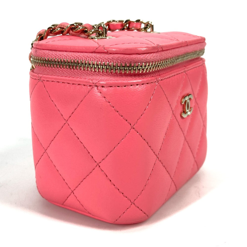 CHANEL AP1340 タイムレスクラシック ライン スモール バニティバッグ チェーン ミラー付き ミニ 斜め掛け ショルダーバッグ ラムスキン レディース ピンク