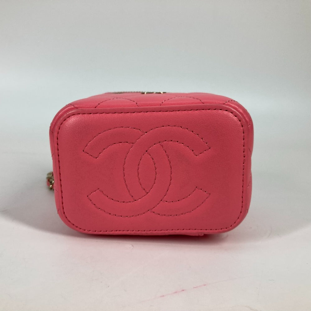CHANEL AP1340 タイムレスクラシック ライン スモール バニティバッグ チェーン ミラー付き ミニ 斜め掛け ショルダーバッグ ラムスキン レディース ピンク