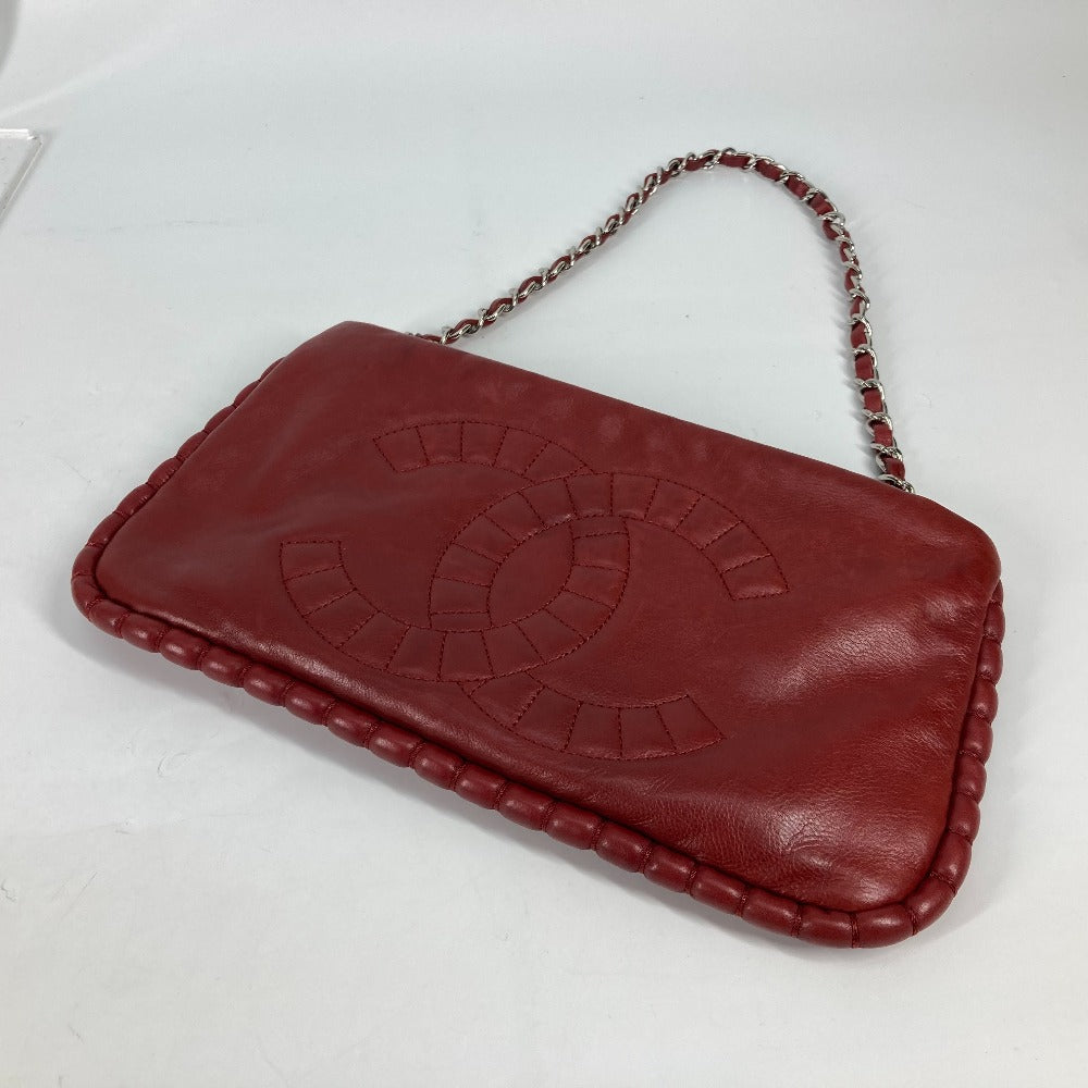 CHANEL A48547 10A デカココ CC カバン 肩掛け チェーン ショルダーバッグ レザー レディース レッド