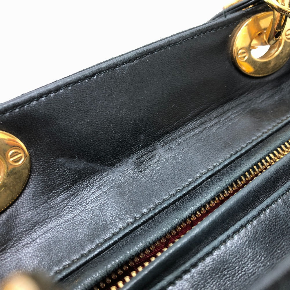 Dior レディディオール LADY DIOR 2WAY ショルダーバッグ カバン 斜め掛け 肩掛け ハンドバッグ レザー/スエード レディース ブラック