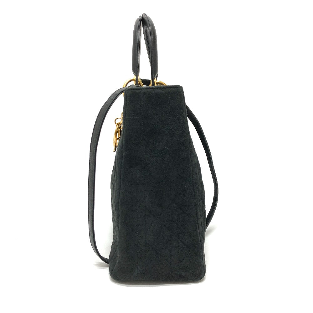 Dior レディディオール LADY DIOR 2WAY ショルダーバッグ カバン 斜め掛け 肩掛け ハンドバッグ レザー/スエード レディース ブラック