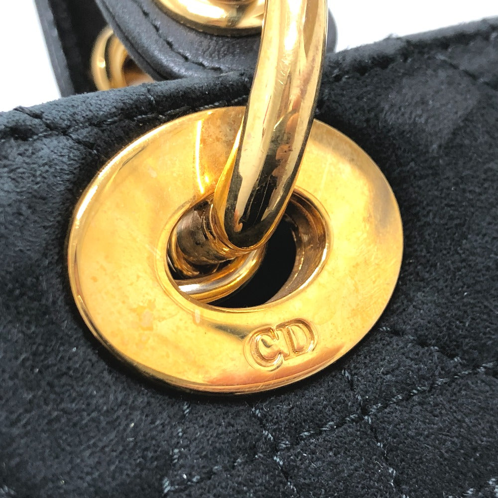 Dior レディディオール LADY DIOR 2WAY ショルダーバッグ カバン 斜め掛け 肩掛け ハンドバッグ レザー/スエード レディース ブラック