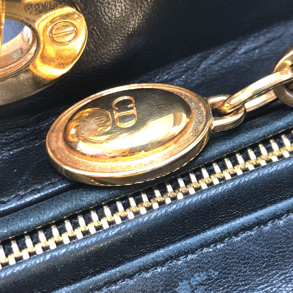 Dior レディディオール LADY DIOR 2WAY ショルダーバッグ カバン 斜め掛け 肩掛け ハンドバッグ レザー/スエード レディース ブラック