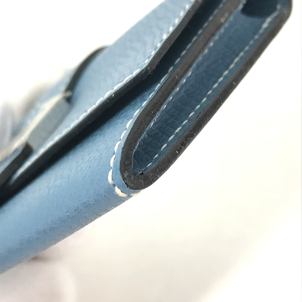 HERMES ベアン 名刺入れ パスケース コインケース 財布 小銭入れ カードケース レザー レディース ブルージーン ブルー