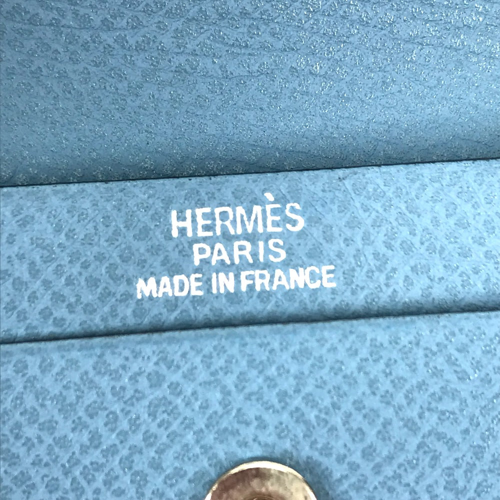 HERMES ベアン 名刺入れ パスケース コインケース 財布 小銭入れ カードケース レザー レディース ブルージーン ブルー