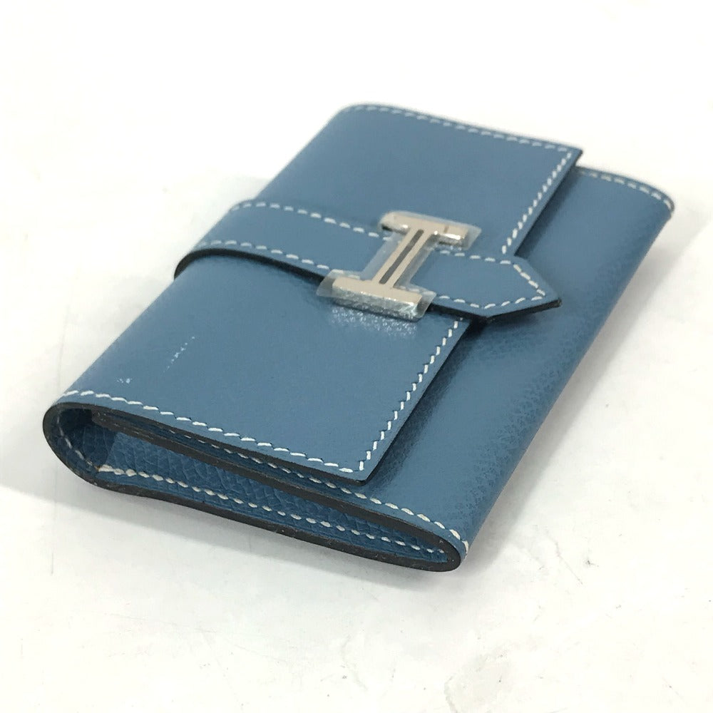 HERMES ベアン 名刺入れ パスケース コインケース 財布 小銭入れ カードケース レザー レディース ブルージーン ブルー