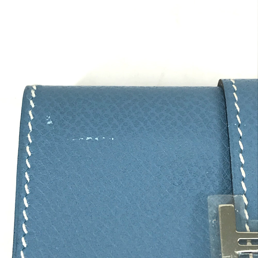 HERMES ベアン 名刺入れ パスケース コインケース 財布 小銭入れ カードケース レザー レディース ブルージーン ブルー
