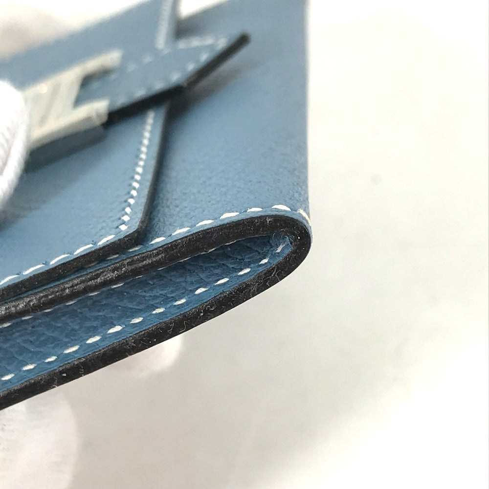 HERMES ベアン 名刺入れ パスケース コインケース 財布 小銭入れ カードケース レザー レディース ブルージーン ブルー