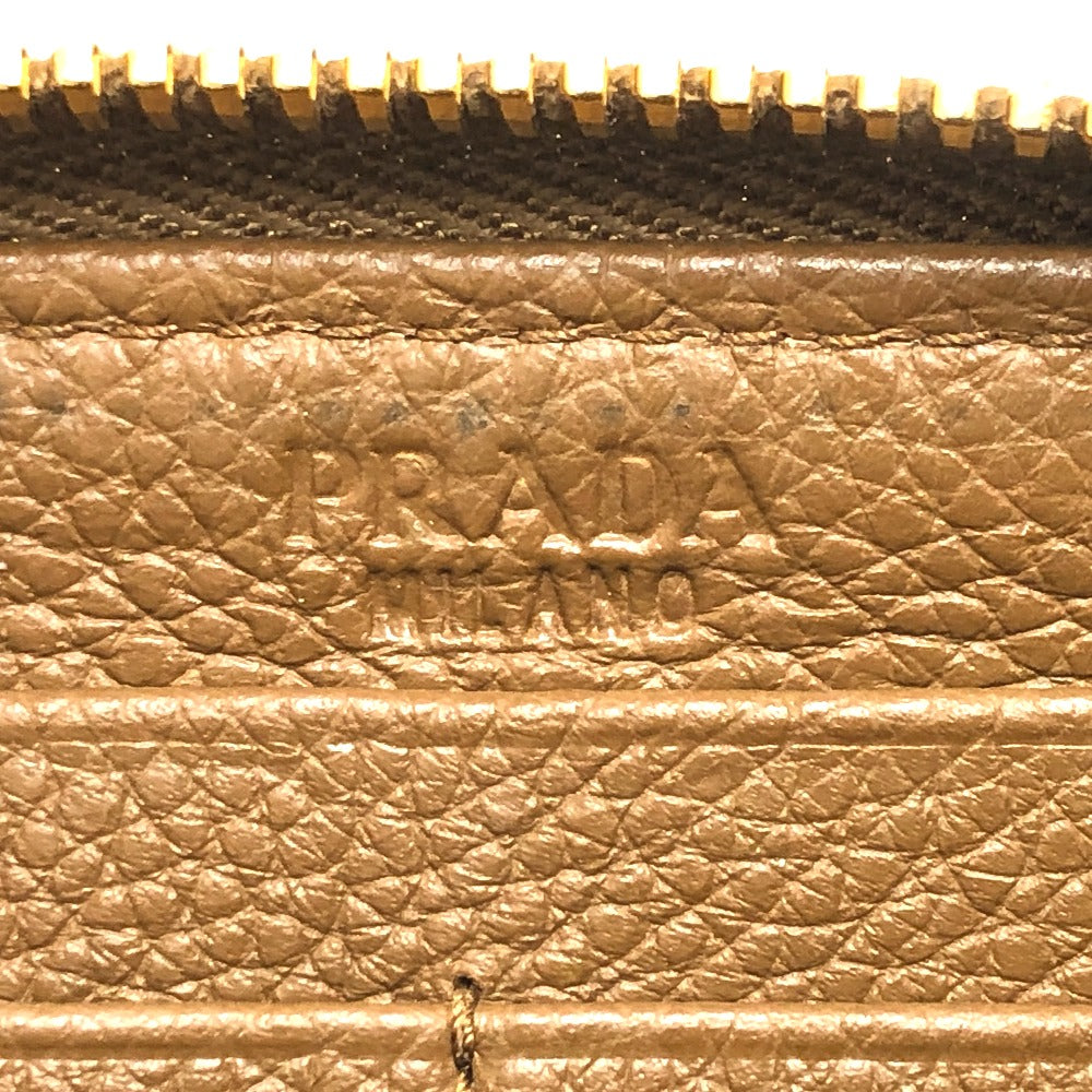 PRADA 1M0506 ロゴ ラウンドファスナー 長財布 レザー レディース ブラウン