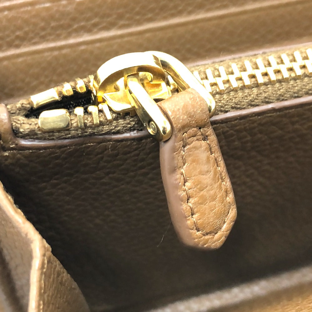 PRADA 1M0506 ロゴ ラウンドファスナー 長財布 レザー レディース ブラウン