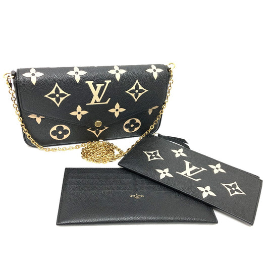 LOUIS VUITTON M80482 モノグラムアンプラント ポシェット・フェリシー チェーンウォレット ショルダーバッグ 長財布 モノグラムアンプラントレザー レディース ブラック