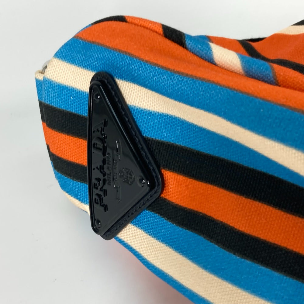 PRADA 2VY007 Striped Triangle Bayadere Canvas Crossbody Shoulder Bag for Men, Orange