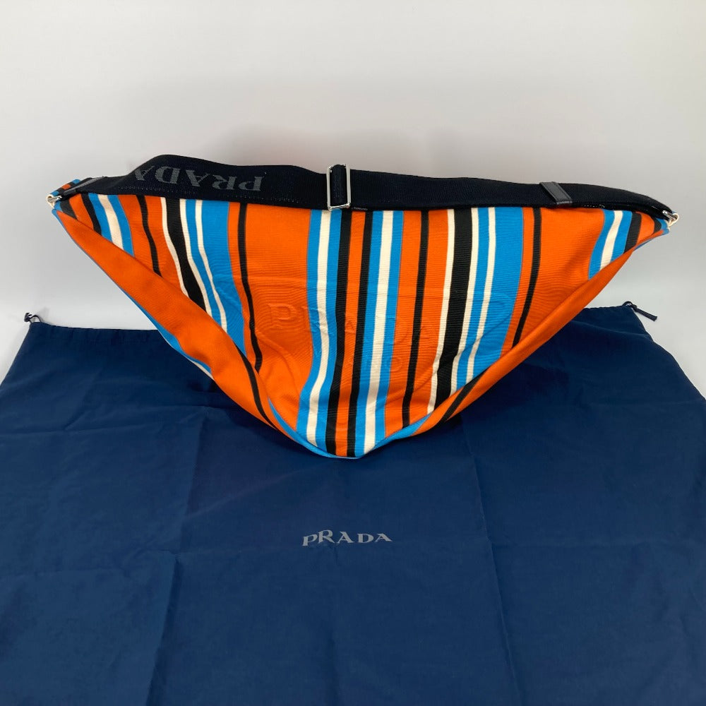 PRADA 2VY007 Striped Triangle Bayadere Canvas Crossbody Shoulder Bag for Men, Orange
