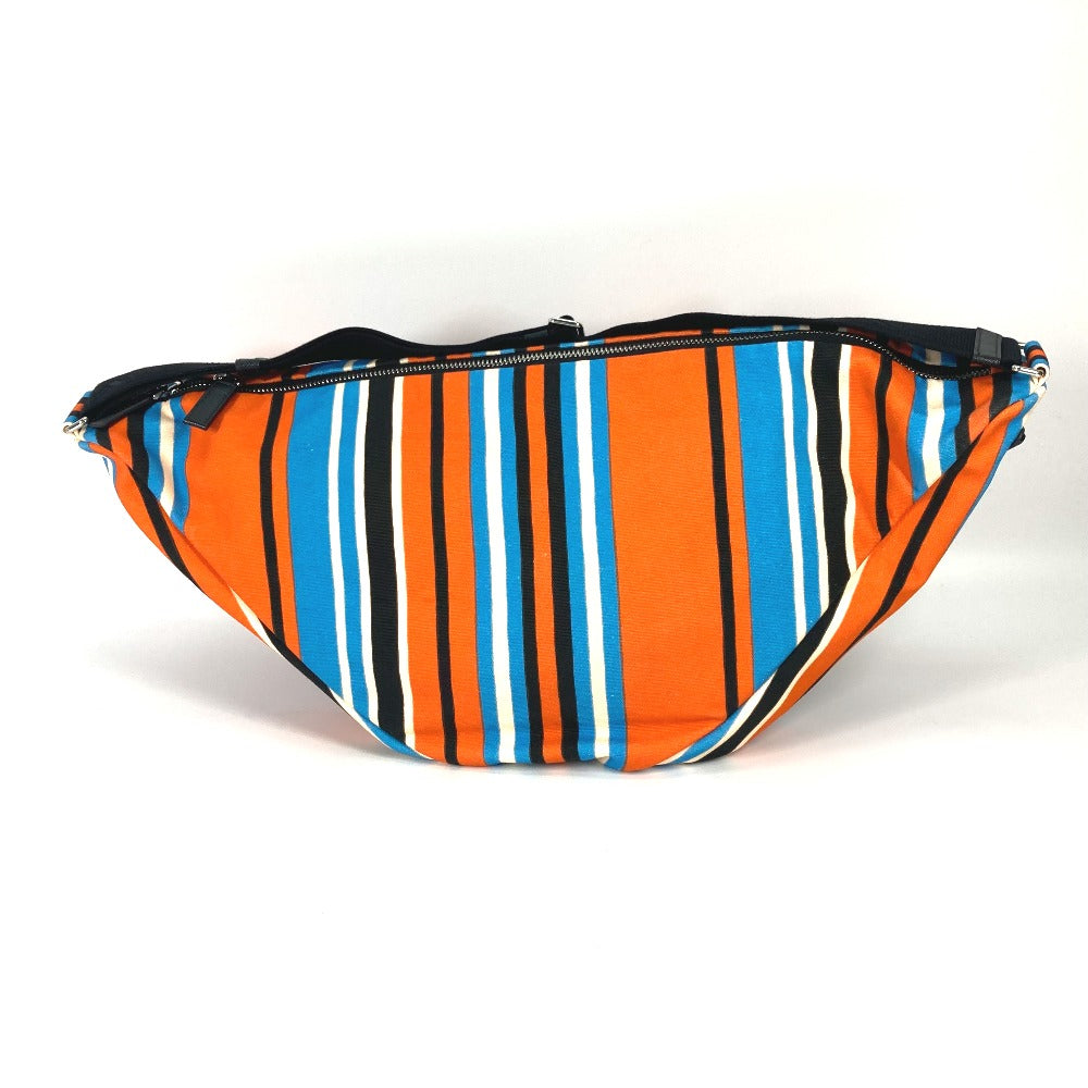 PRADA 2VY007 Striped Triangle Bayadere Canvas Crossbody Shoulder Bag for Men, Orange
