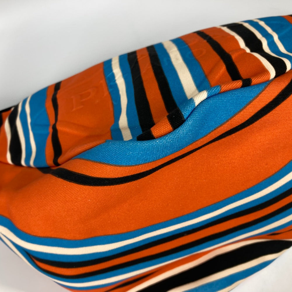 PRADA 2VY007 Striped Triangle Bayadere Canvas Crossbody Shoulder Bag for Men, Orange
