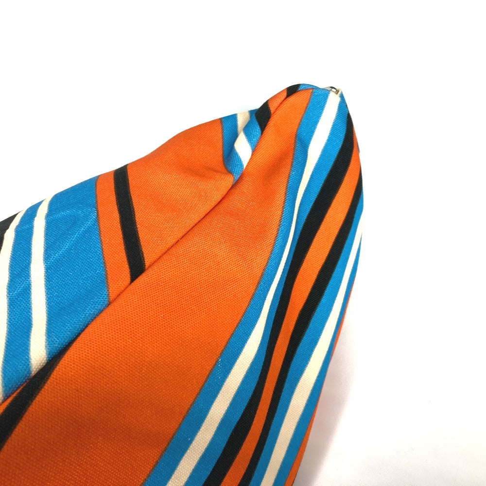 PRADA 2VY007 Striped Triangle Bayadere Canvas Crossbody Shoulder Bag for Men, Orange