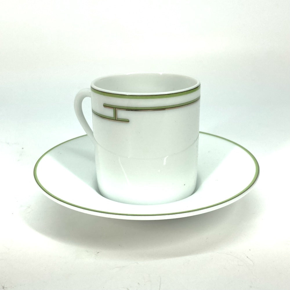 HERMES コップ プレート 皿 食器 Rhythm リズム ティーカップ＆ソーサー 2客 ティーカップ 陶器 レディース ホワイト