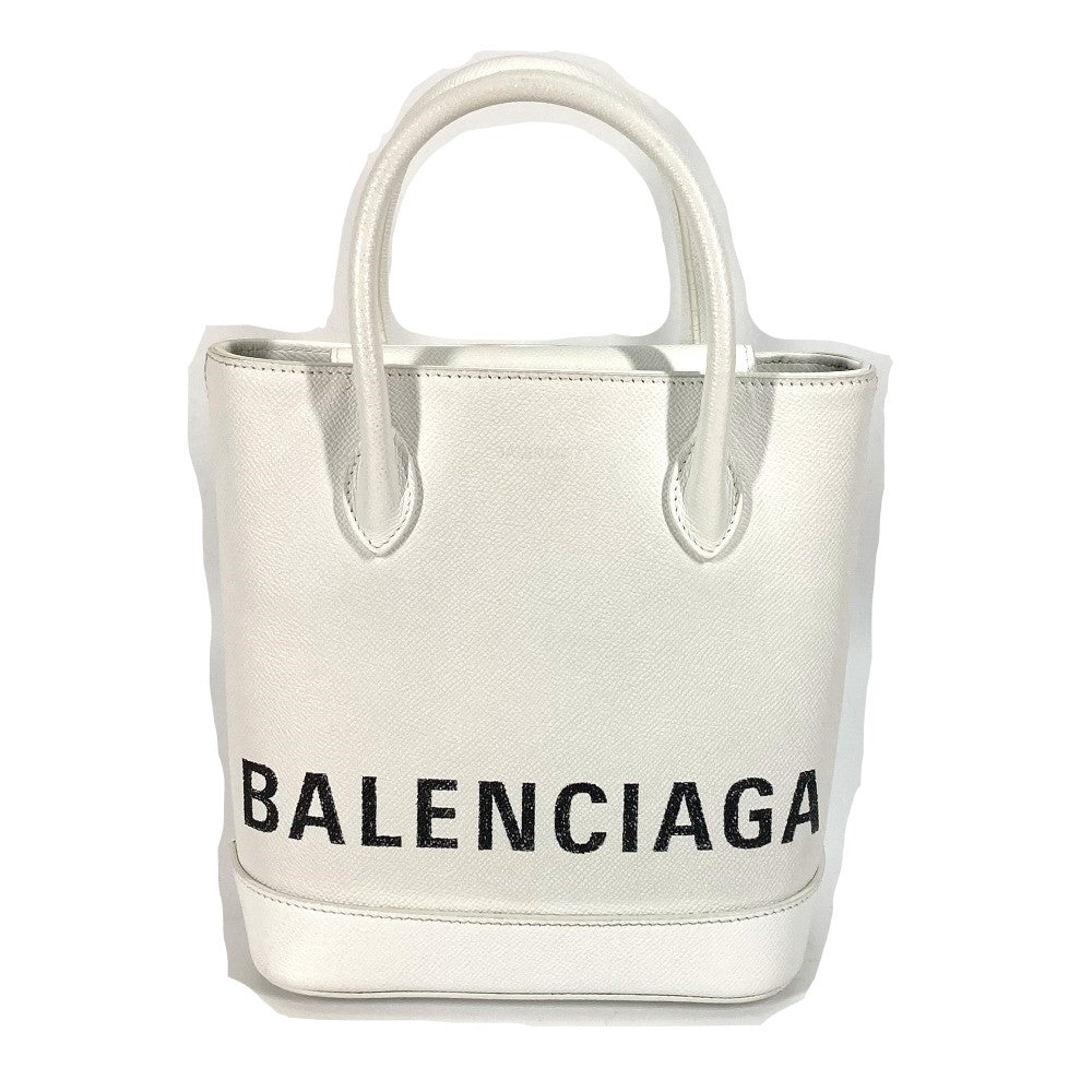 BALENCIAGA 596159 ロゴ ヴィルXXS 2WAY ハンドバッグ トートバッグ 斜め掛け ショルダーバッグ レザー レディース ホワイト