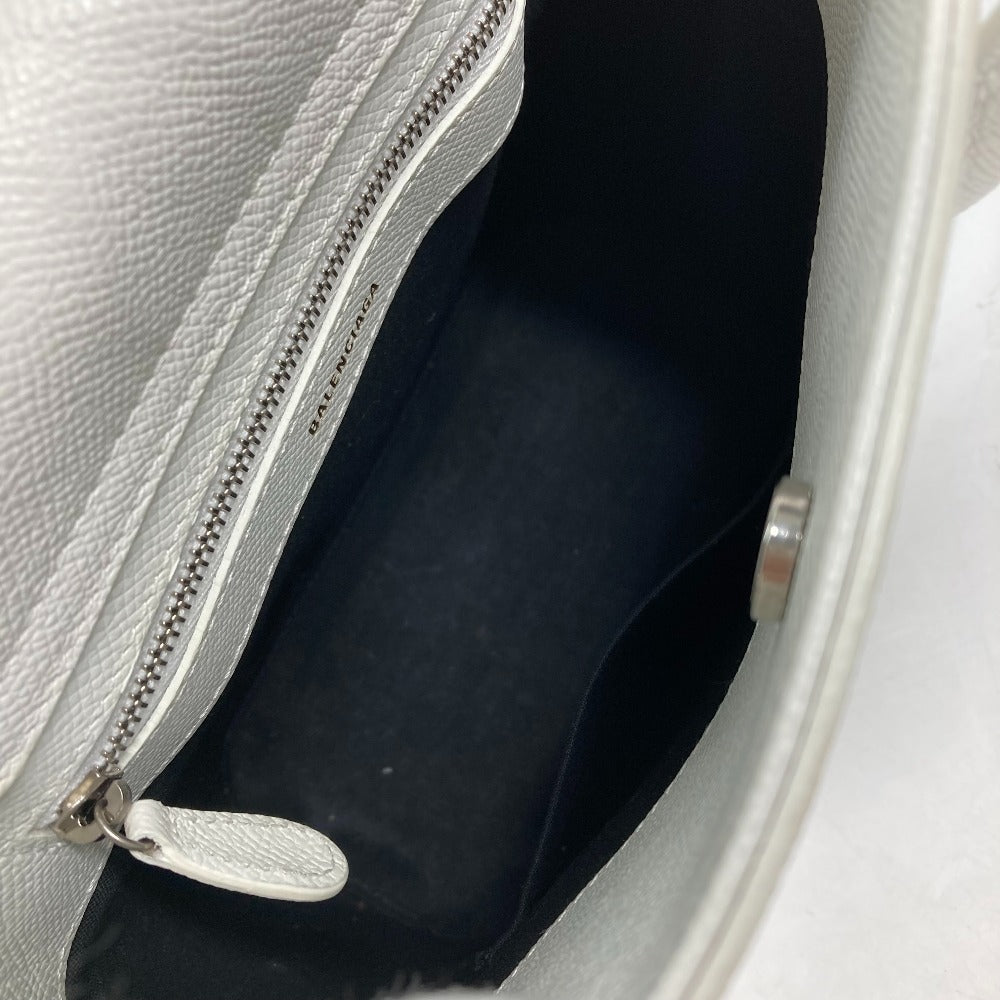 BALENCIAGA 596159 ロゴ ヴィルXXS 2WAY ハンドバッグ トートバッグ 斜め掛け ショルダーバッグ レザー レディース ホワイト