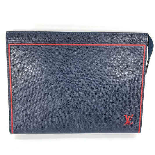 LOUIS VUITTON M63394 タイガ ポシェット ヴォワヤージュ カバン ポーチ バイカラー セカンドバッグ タイガレザー メンズ ブルーマリーヌ ネイビー