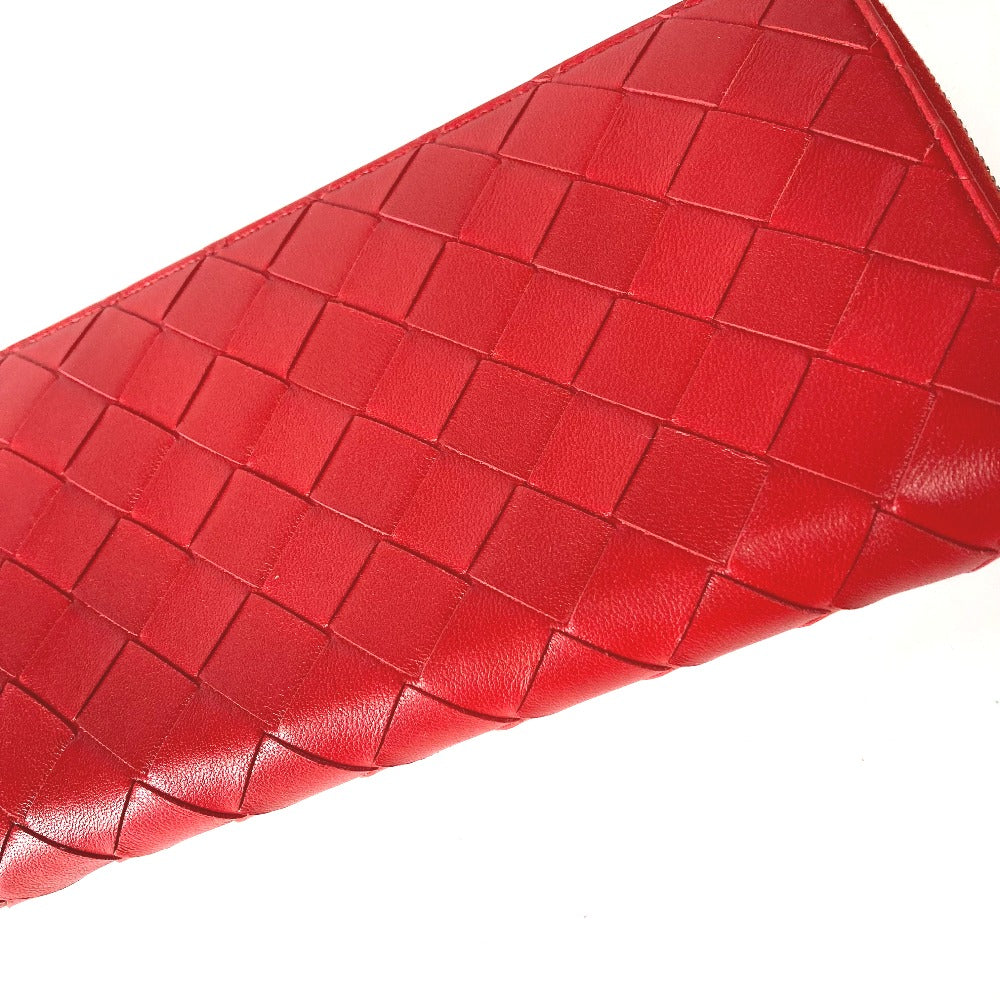 BOTTEGA VENETA 593217 ロングウォレット イントレチャート ラウンドファスナー 長財布 レザー レディース レッド