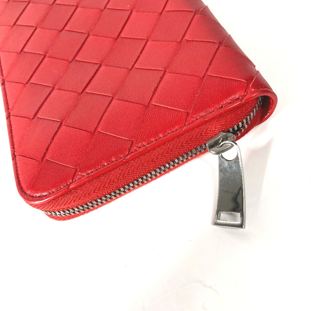 BOTTEGA VENETA 593217 ロングウォレット イントレチャート ラウンドファスナー 長財布 レザー レディース レッド