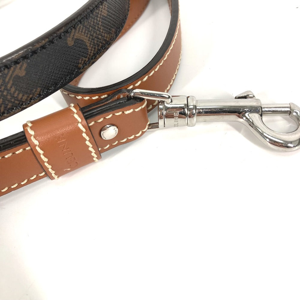 CELINE 4M1582EAV.04LI トリオンフ ドッグリーシュ 犬 ペット ドッグ リード レザー/キャンバス ユニセックス タン ブラウン