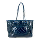 CHANEL ロゴ トートバッグ 肩掛け ドーヴィルMM カバン チェーン ショルダーバッグ レザー レディース ネイビー
