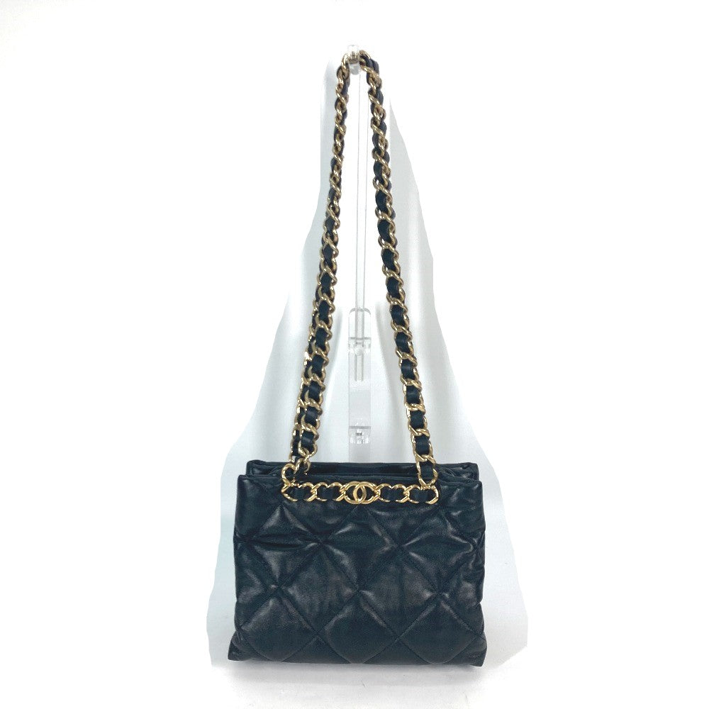 CHANEL AS3502 チェーンバッグ キルティング マトラッセ スモールショッピングバッグ カバン CC ココマーク ショルダーバッグ ラムスキン レディース ブラック